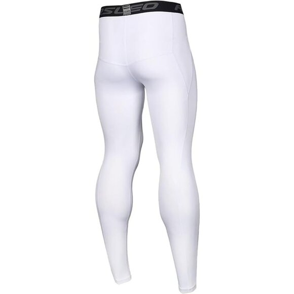 Mens Compression Tights Running Pants Baselayer Legging White Medium - Picture 3 of 7